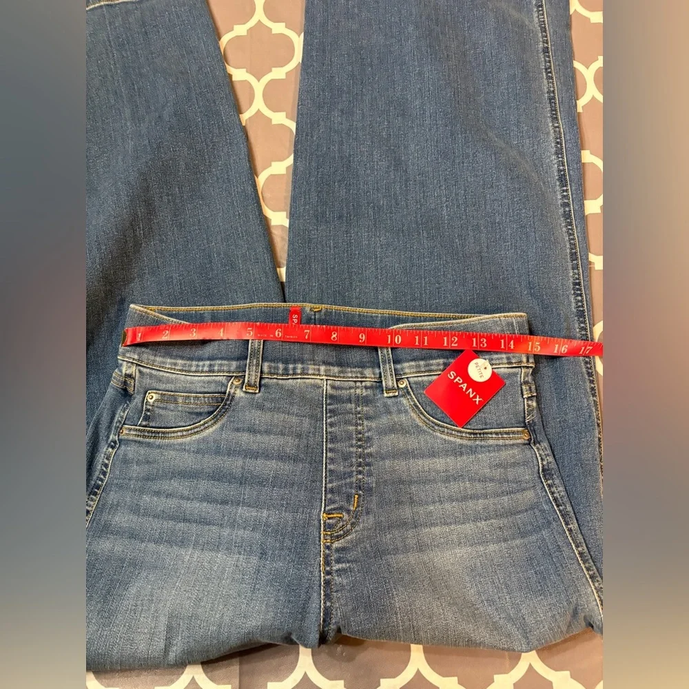 SPANX Seamed Front Wide-Leg Pull On Jeans Petite Medium in Vintage Indigo NWT